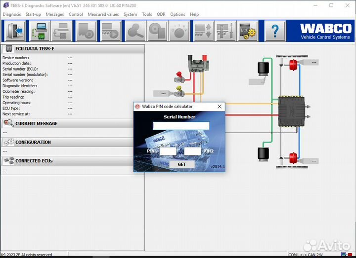 Wabco tebs-E 6.51 RUS + Pin Calculator