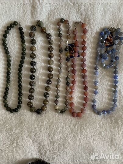 Бусы из натуральных камней голубой агат