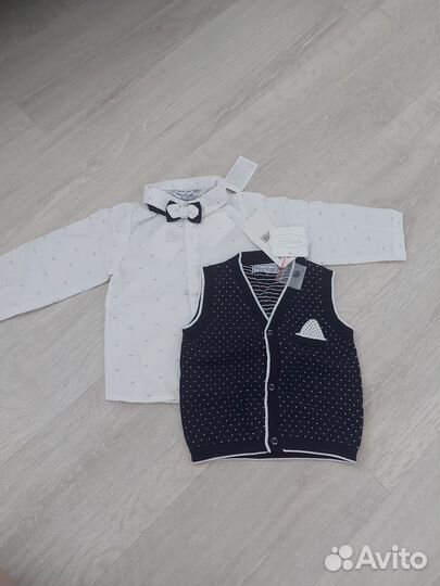 Рубашка +жилетка 12м, 80р новые Mayoral