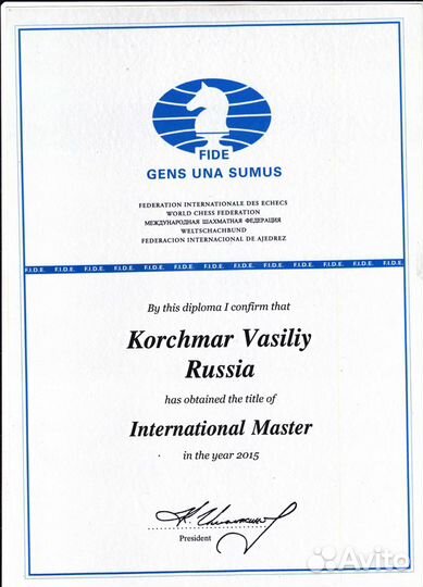 Индивидуальные занятия по шахматам (Skype)