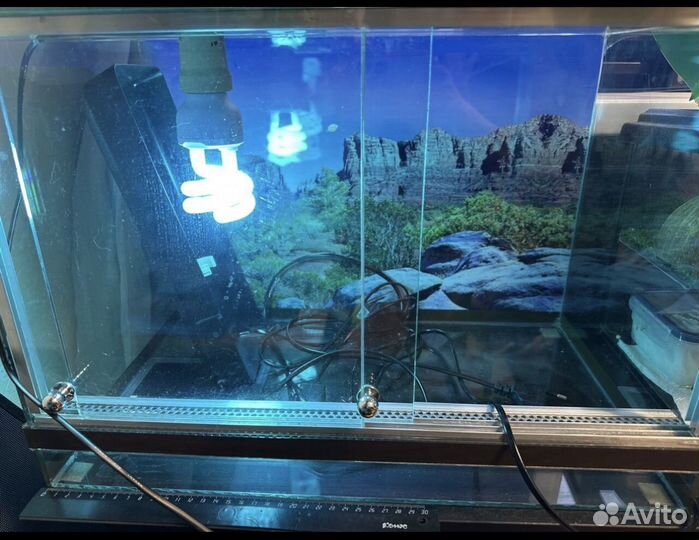 Террариум для рептилий с лампой и ковриком