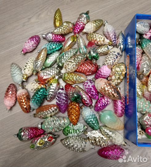 Елочные игрушки СССР, шишки, яркие, много