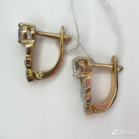 Золотые серьги с фианитом