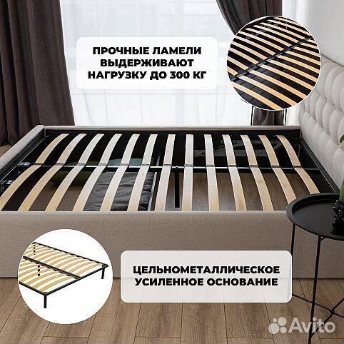 Кровать двуспальная 180 на 200 с мягким изголовьем