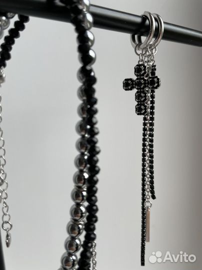 Колье чокер серьги гранж цепи крест тренд 2024