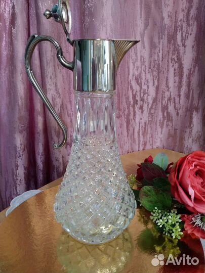 Декантер хрустальный посеребрённый, Англия