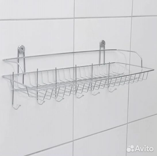 Полка с 6 крючками Одноярусная для ванной / бани