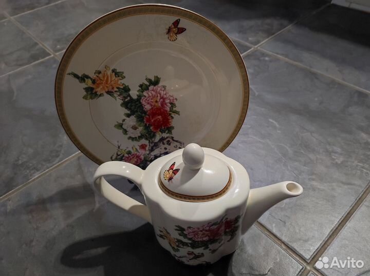 Китайский чайник 1л, блюдо D27см, ваза