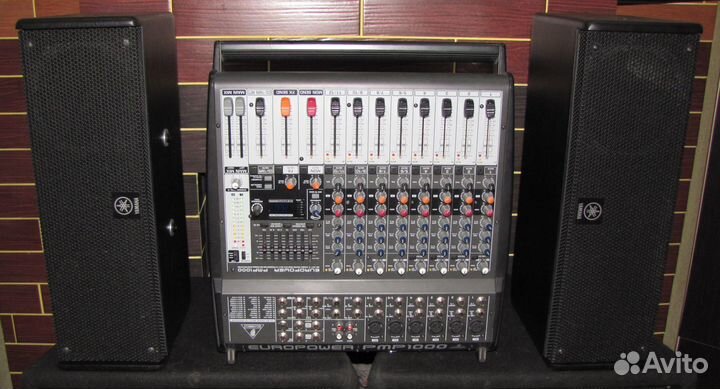 Колонки Yamaha 400W 2шт Активный микшер Behringer