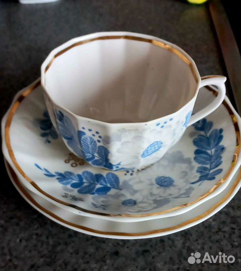 Чайное трио Голубые цветы