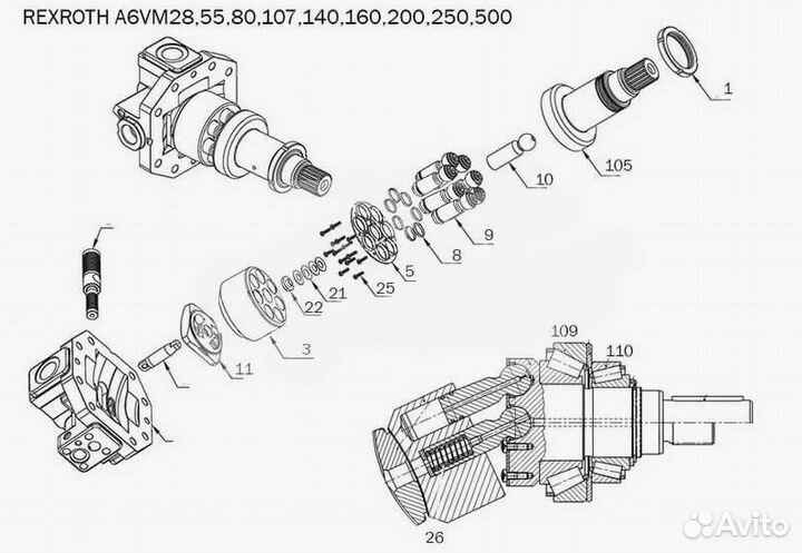 Ведущий вал T21 L191,2 для Bosch Rexroth A6VM140