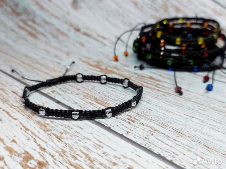 Браслет Шамбала со стеклянными бусинами (S)