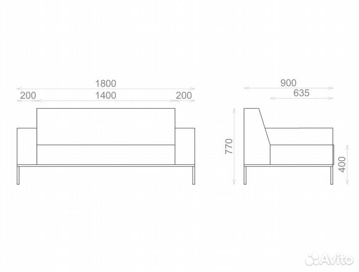 Диван минималистичный, компактный, элегантный