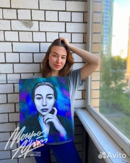 Портрет по фото на холсте на заказ для близких