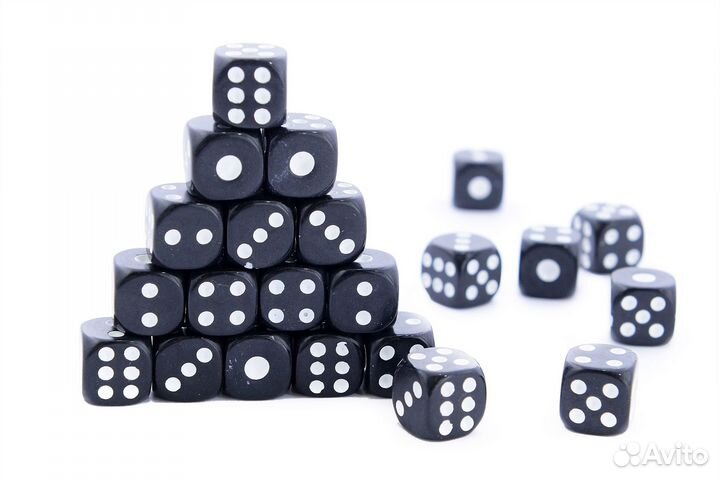 Кости игральные, пластик, черные 10 мм (2 шт), WoodGames