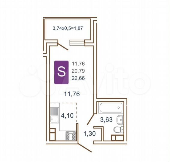 Квартира-студия, 24 м², 12/17 эт.