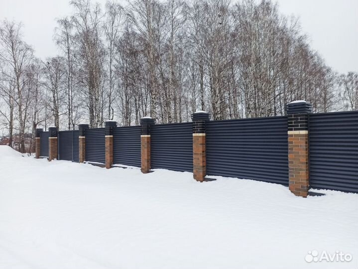 Забор, откатные ворота, навесы, металлоконструкция