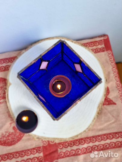 Подсвечник в стиле Тиффани Средневековье розовый