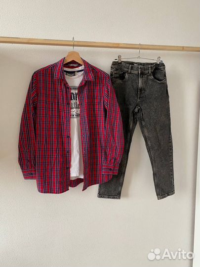 Джинсы, рубашка, футболка Zara 13 14 лет