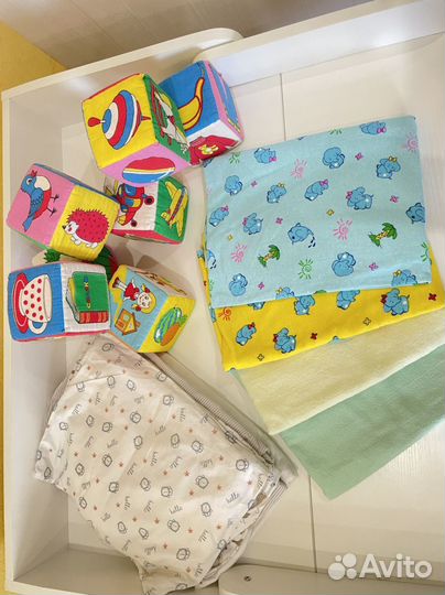 Развивающий кубик мягкий/пеленки/простыни