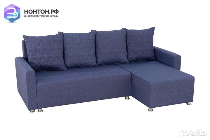 Диван угловой еврокнижка Челси 2 синий