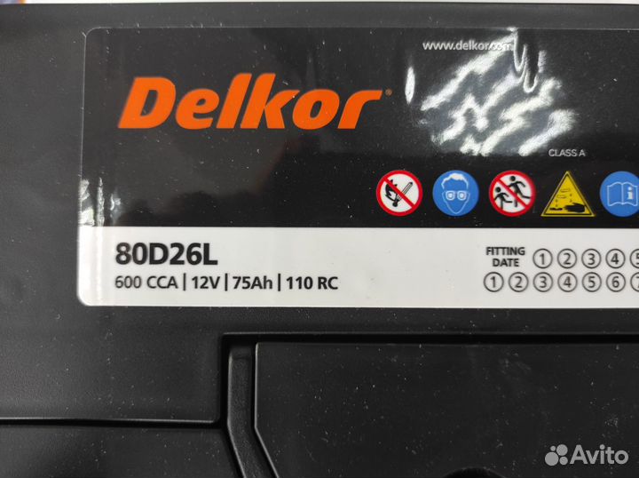 Аккумулятор 75Ач Delkor 600А 80D26L азия обратный