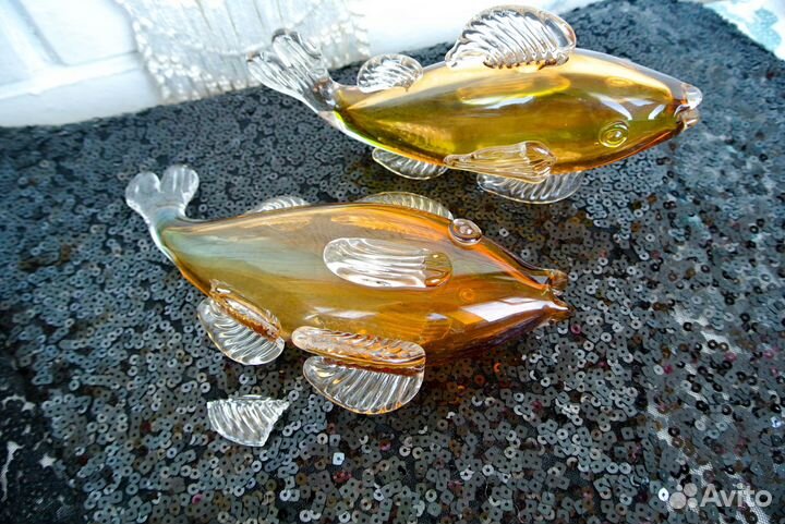 Декоративные рыбки винтаж стекло 2 шт