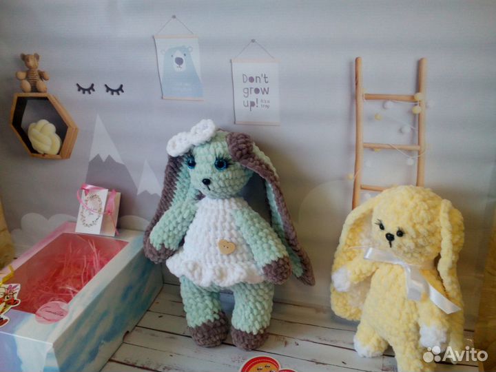 Вязаные игрушки из плюшевой пряжи