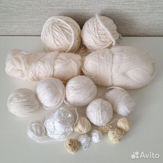 Пряжа белая для вязания пакетом 500гр
