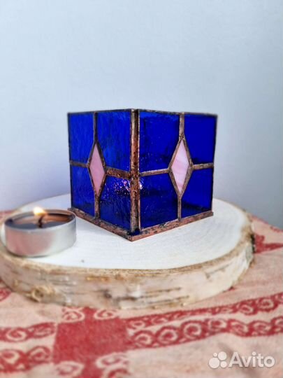 Подсвечник в стиле Тиффани Средневековье розовый