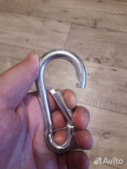 Карабин металл 10см/стропа/шнур плетеный 6-10мм