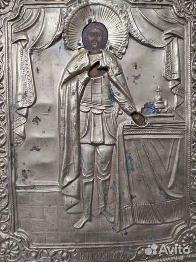 Старинная икона Александр Невский 19 век