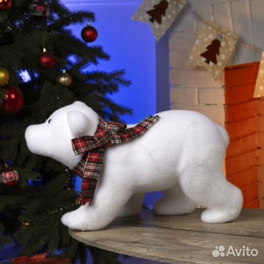 Светодиодная фигура 'Мишка' 45 x 25 x 20 см, флок