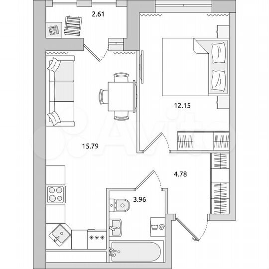 1-к. квартира, 39,3 м², 14/17 эт.
