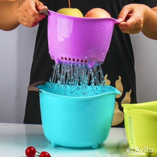 Набор посуды: дуршлаг, мерный стакан, салатник (ми