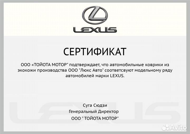 3D Коврики Lexus Высокие Борта Экокожа