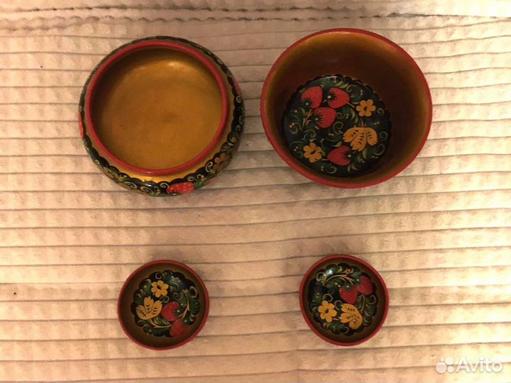 Деревянный сервиз хохлома СССР, ручная работа