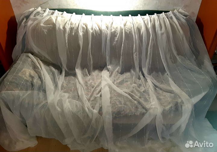 Красивый белый тюль в полоску