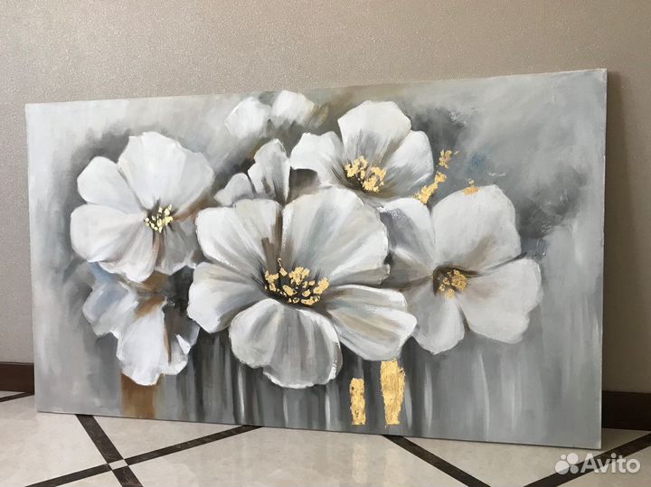Картина с цветами 120 на 70