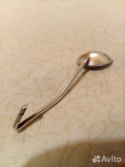 Ложка старинная, серебро 875 проба с головой