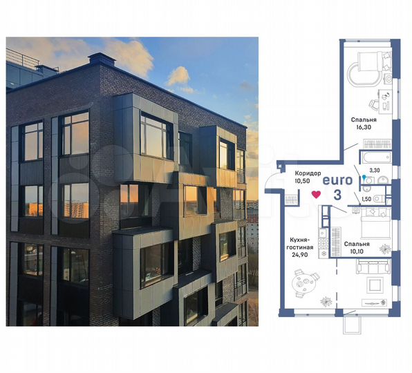 3-к. квартира, 66,8 м², 7/12 эт.