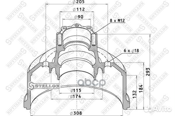 85-00163-SX торм. барабан-ступица 308x120/132