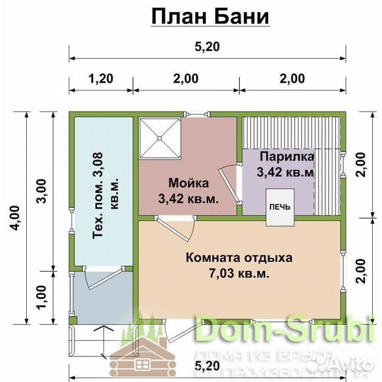 Жиздра. Надёжная Баня из бруса Б-30 (4х5.20)