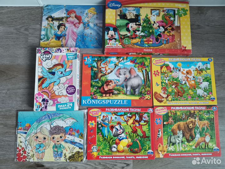 Пазлы на рамке, мозайка, настольные игры, кубики