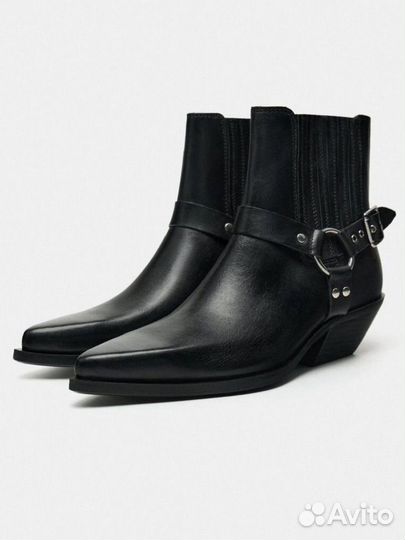 Новые/Zara/37/Казаки/Ботильоны/Кожа