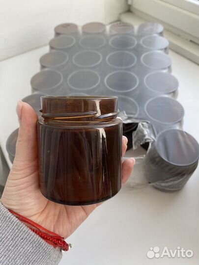 Банки для свечей 200 мл + черные крышки