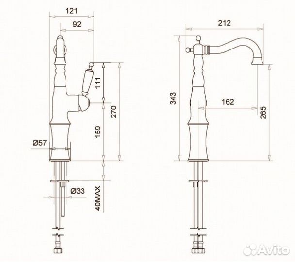 Смеситель для раковины Migliore Oxford 19174 золото
