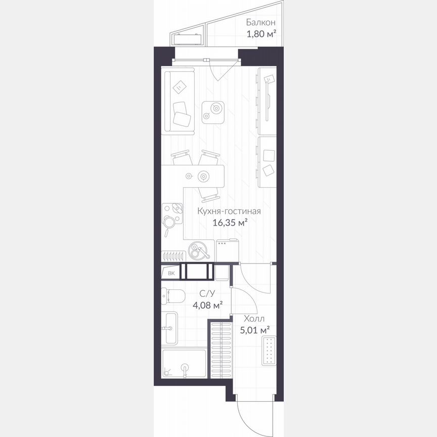 Квартира-студия, 26 м², 5/11 эт.