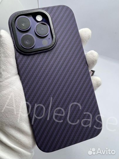 Чехол на iPhone 12/13/14 Pro/Pro Max карбон/кевлар