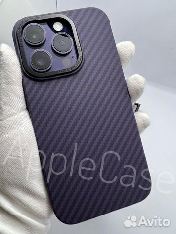 Чехол на iPhone 12/13/14 Pro/Pro Max карбон/кевлар